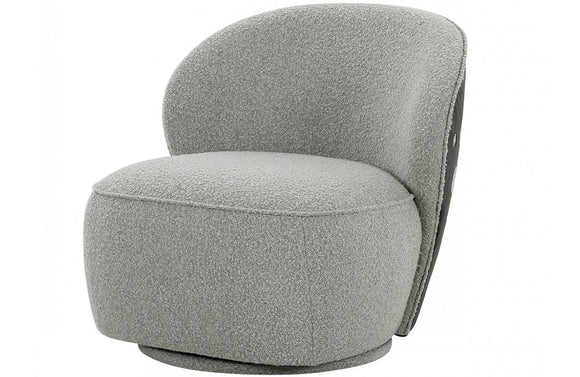 Divani Casa Allis Glam Grey and Black Fabric Swivel Accent Chair