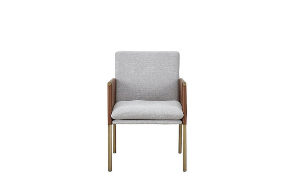 Modrest Pettit Modern White & Brass Arm Dining Chair