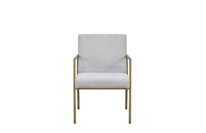 Modrest Burnham Modern White & Brass Arm Dining Chair