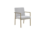 Modrest Burnham Modern White & Brass Arm Dining Chair