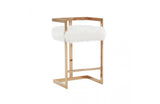 Modrest Halifax Modern White Faux Fur and Rosegold Counter Stool