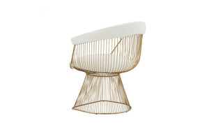 Modrest Chandler Modern  White Shepra and Matte Gold Dining Chair