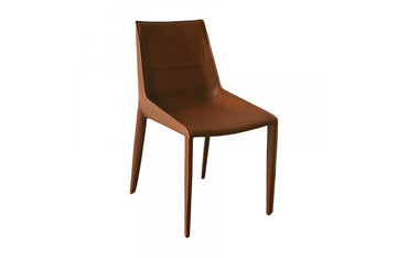 Modrest Halo Modern Brown Saddle Leather Dining Chair Set of Two