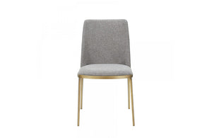 Modrest Brent Contemporary Light Grey Fabric + Brass Dining Chair Set of 2