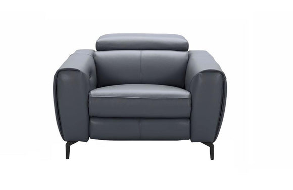 Scuzzo Blue Gray Reclining Leather Chair