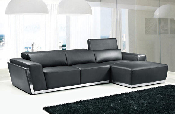 Divani Casa 8010C Modern Black Bonded Leather Right Facing Sectional Sofa