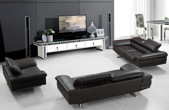 Andy Modern Brown Leather Sofa Set