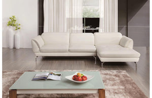 Nicola White Leather Sectional Sofa