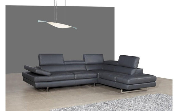 GIOVANNA Gray Leather Sectional Sofa