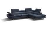 GIOVANNA Blue Leather Sectional Sofa