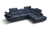 GIOVANNA Blue Leather Sectional Sofa