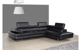 GIOVANNA Black Leather Sectional Sofa