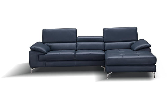 RIALTO Blue Premium Leather Sectional Sofa