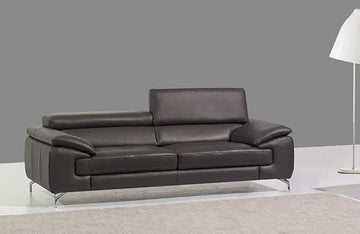 William Premium Leather Loveseat in Slate Grey