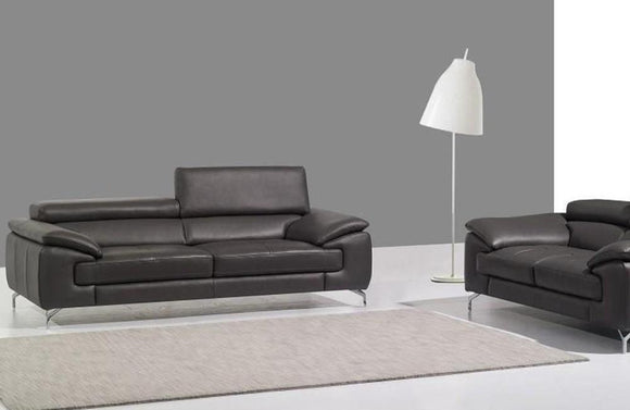 A973 Premium Dark Gray Leather Sofa Set