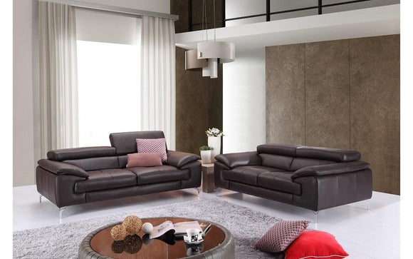 A973 Premium Brown Leather Sofa Set