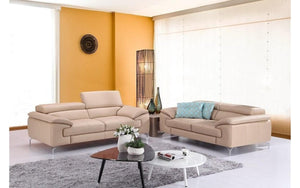 A973 Premium Beige Leather Sofa Set