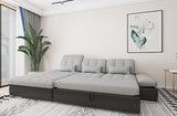 Alpine Two-Tone Fabric Sectional Sofa with bed and storage in Grey