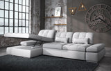 Alpine Fabric Sectional Sofa Bed and Storage in Light Grey Stain Resistant Fabric