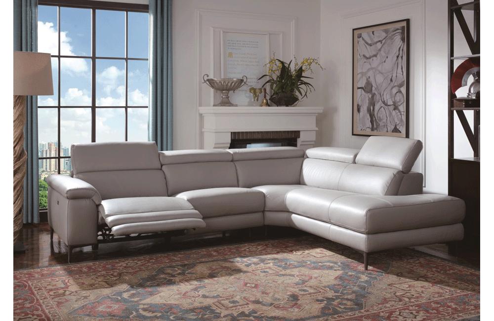 Calla Gray Leather Sectional Sofa Left