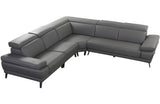 Hudson Grey Leather Sectional Sofa