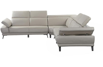 Hudson Smokey Taupe Leather Sectional Sofa