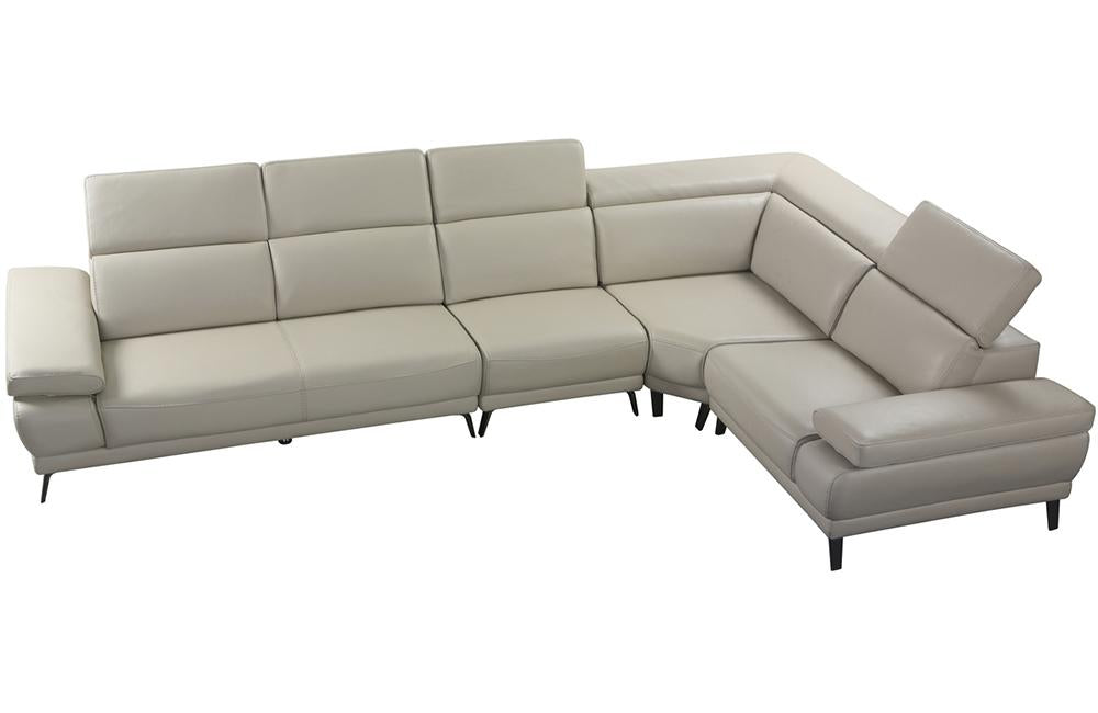 Hudson Smokey Taupe Leather Sectional Sofa