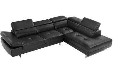 Jaxon Black Leather Sectional Sofa