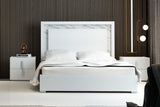 Star White and Marbleized look Modern Bedroom Set with LED