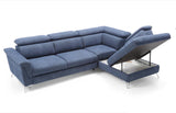 Berlin Blue Fabric Sectional with bed and storage