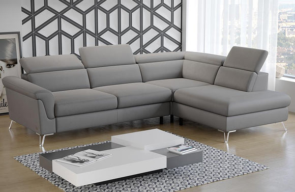 Berlin Grey Leather Sectional with bed and storage