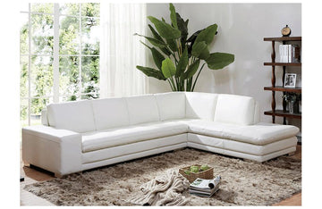 Damara White Leather Sectional Sofa