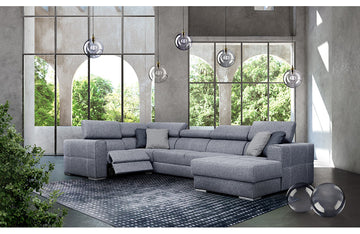 Quartz Sectional Right Sofa with Electric Recliner and Bed
