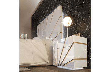 Oro White Nightstand 3 drawers