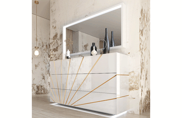 Oro White Double dresser 6 drawers