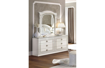 Aida Double Dresser, White w/Silver