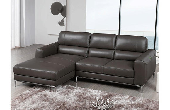 Elaine Gray Leather Sectional Sofa