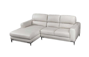 Elaine White Leather Sectional Sofa