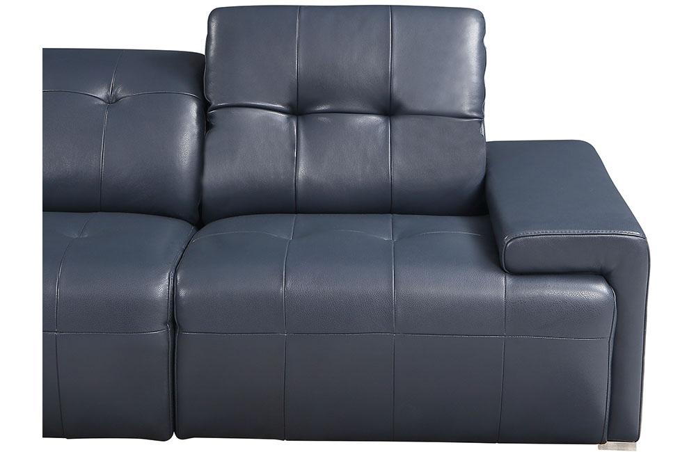 Connor Blue Leather Sectional Sofa