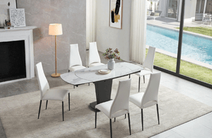 2417 Marble Table White with 3405 White Chairs