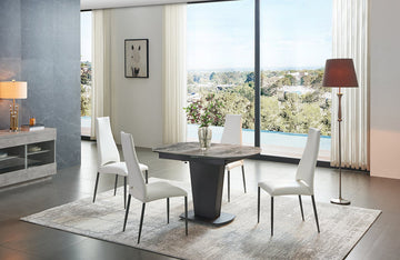 2417 Marble Table Grey Taupe with 3405 Chairs Beige