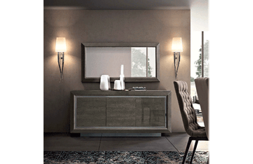 Elite Dining 2 Door 3 drawers Wooden Buffet Brown Silver Birch