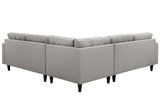Alivia Empress 3 Piece Upholstered Fabric Sectional Sofa Set In Granite