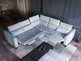 FERRARA WHITE LEATHER SECTIONAL WITH 3 POWER RECLINERS