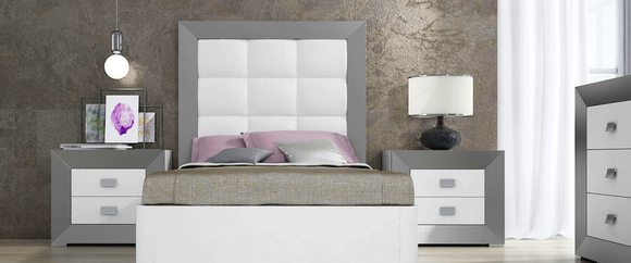 Magdalena Twin Size / Full size Storage Bed White & Grey