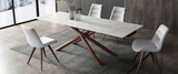 Oscar Dining Table Marble with Lilu Chairs Light Beige