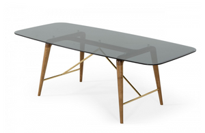 Killeen - Modern Smoked Glass & Walnut Large Dining Table