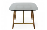 Killeen - Modern Smoked Glass & Walnut Large Dining Table