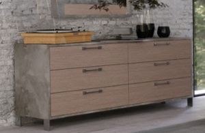 Beaumont - Modern Brown Oak & Brushed Stainless Steel Dresser