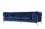 Santa Ana - Transitional Dark Blue Fabric Sofa